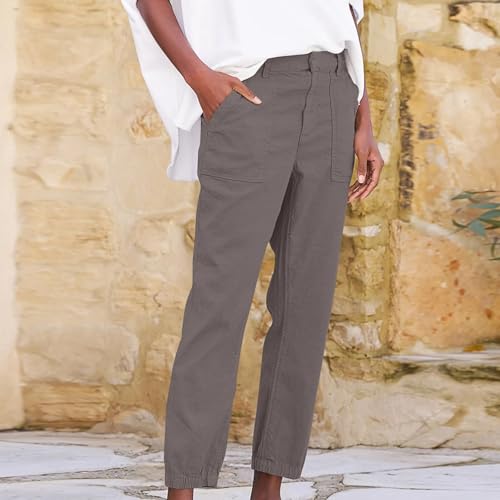 Linen Cpris Pants for Women 2024 with Pockets Summer Casual Cpri Vacation Bermuda Pants Palazzo Pullon Fall Trousers2