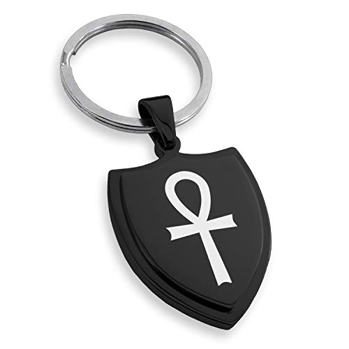 Stainless Steel Egyptian Ankh Cross Shield Keychain Keyring