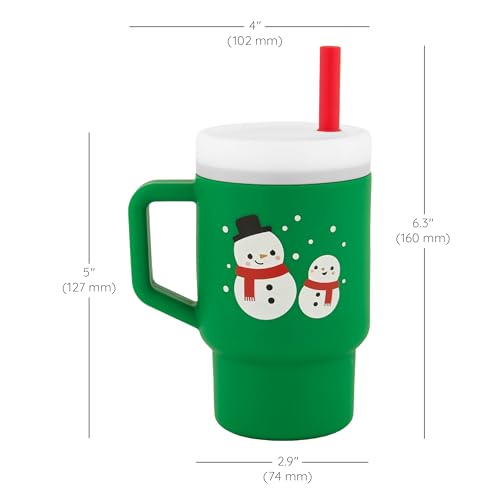 Image of Infantino My 1st Tumbler - Adorable Miniature Tumbler with Leak-Resistant Straw and Toddler-Friendly Handle, Encourages Hydration, Easy to Clean, (290 ml), Green Snowman