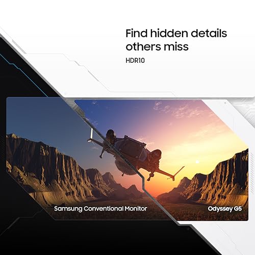 Image of Samsung 32 inch (80cm) Odyssey G5 2K Curved Gaming Monitor|QHD 2560 X 1440|1000R Curved|165Hz|1ms(MPRT)|300nits|Ports-HDMI,DP,Headphone|DP Cable|HDR10|FreeSync|LS32CG550EWXXL|Black