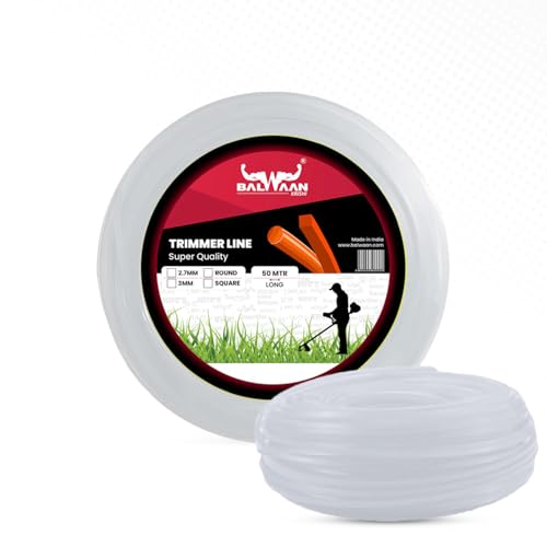 Image of Balwaan Krishi Trimmer Line | Nylon Rope Bundle for Brush Cutter, Accessory of Tap n Go | Grass Cutter, Trimmer, Tap n Go, Suitable for All Types of Brush Cutters (Round, Pack of 1)|NRR-350 (White)