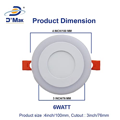 Image of DMAK Multi Traders 6W LED Side PGB(Pink,Green,Blue) Round Conceal Panel Light Ceiling 3D Effect Lighting (Four Color) -| colour light for celling | 6w led ceiling | -Pack of 1