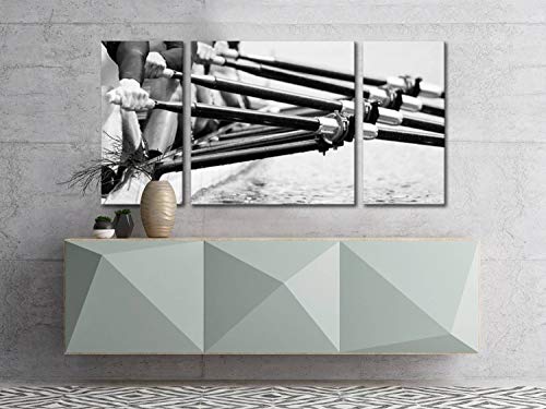 Janghueser Close Up Of Men'S Rowing Team Wall Art Home Decor Black And White Wall Art Print On Canvas Art Work Stretched & Framed Hanging Posters For Living Room 3 Panel thumb #3