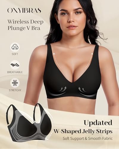 Smooth V Bras for Women No Underwire Seamless Plunge Bralettes T Shirt Sleep Everyday Bra with Bra Extender2