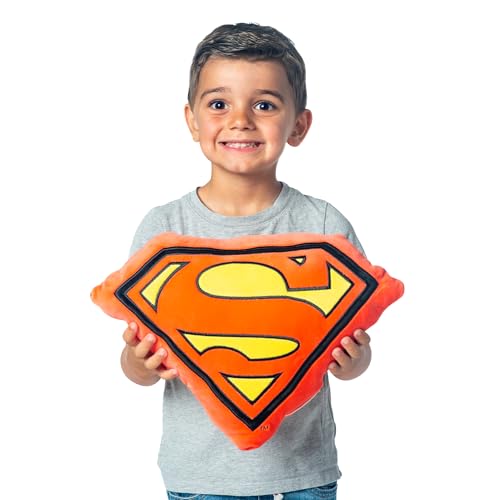Image of Northwest Superman Classic Logo Cloud Pillow 12 inch - Superhero Plush Stuffed Toy for Kids & Adults, Soft Room Decor, Gift for Boys & Girls