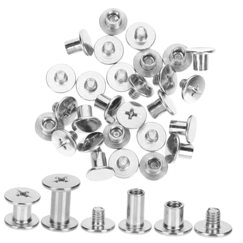WRITWAA 75pcs Nickel-Plated Steel Chicago Screws Set, 6/8/10mm Binding Posts for Scrapbook, Leather, Belt Buckle, Bookbinding, Double-Sided Fasteners for Industrial Use