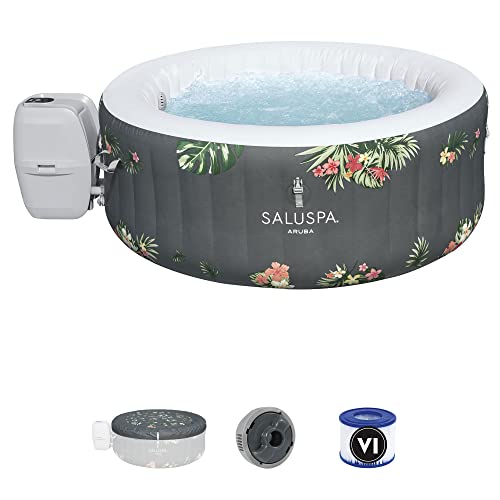 Bestway Aruba Saluspa 3 Person Inflatable Round Outdoor Hot Tub With 110 Soothing Airjets, Filter Cartridge, Spa Pump, & Insulated Cover, Gray #TOP1