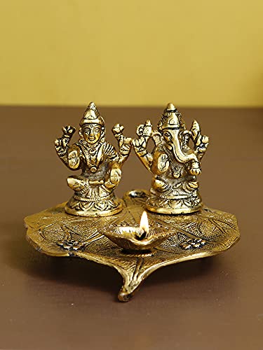 Image of eCraftIndia Designer Peacock Rakhi, Lord Krishna Idol Playing Flute Under Tree with Cow and Calf Showpiece, Roli Chawal Pack, Raksha Bandhan Greeting Card