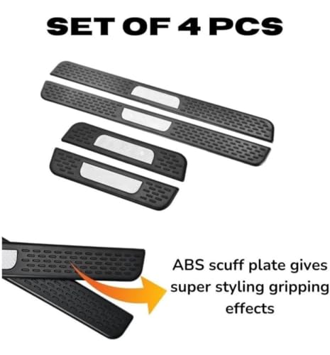 Image of Car Door Sill Plate with Reflector for Hyundai Grand i10 Nios Car | Scuff Plate for Front & Rear | Anti-Scratch Foot Step Guard for Car | Easy Installation