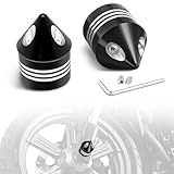 Diseño de moda: las tapas de eje de pinchos cuentan con superficies mecanizadas negras y esculpidas en contraste, se ajustan perfectamente al hardware del eje delantero, haciendo que tu motocicleta sea única y genial.
