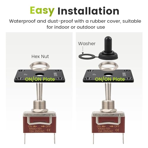 Image of Anina Waterproof Toggle Switch 12V DC 30A Heavy Duty 2 Pin SPST ON /Off with Mounting Panel for Car Marine Boat