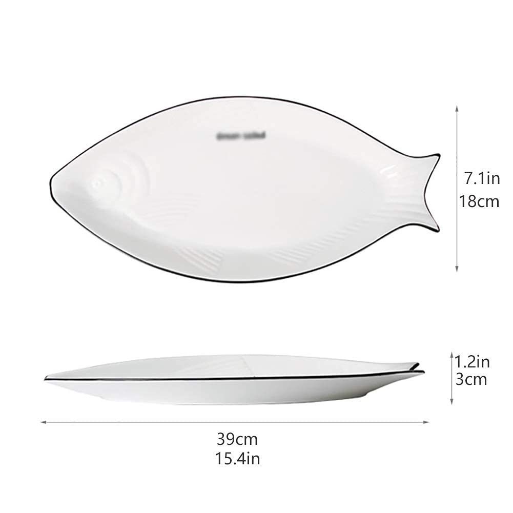 Vaisselle Grandes assiettes plates pour restaurant de cuisine Service de vaisselle en céramique pour micro-ondes et lave-vaisselle (Couleur : Blanc A, Quantité : 4) little surprise