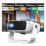 Wielio 2025 New Smart Projector Built-in Apps, Android 11, Native 1080P 4K Supported WiFi 6 Bluetooth 5.2, 28000 Lumens, Low Fan Noise (<30dB), Home Cinema Projector for iOS/Android/PS5