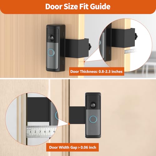 Image of No-Drill R-ing Doorbell Mount with Rain Cover, Anti-Theft Door Bracket Compatible with Ring /Other Battery Doorbell /Plus /Pro(2026 Newest Model),Quick Install Doorbell Camera Holder for Rental Apartment