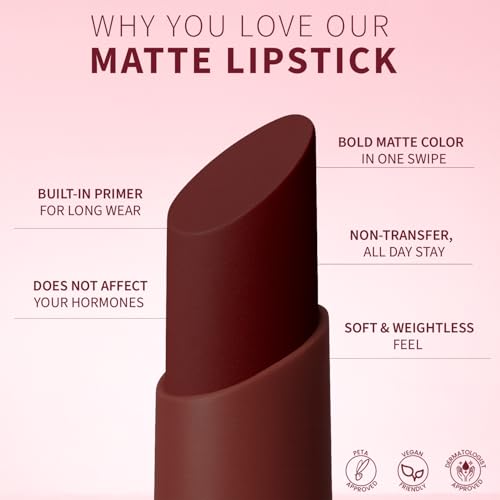 Image of TEEN TEEN Color Life Nontransfer Crayon Lipstick | Matte Finish with Built-in Primer | Waterproof & Long Lasting Lip Color | Smudge-Proof, Fade-Resistant Formula | Brick-Wine, 2gm