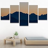SIGNWIN 5 Panel Canvas Wall Art Orange Sunset for Home Decorations Ready to Hang - 60