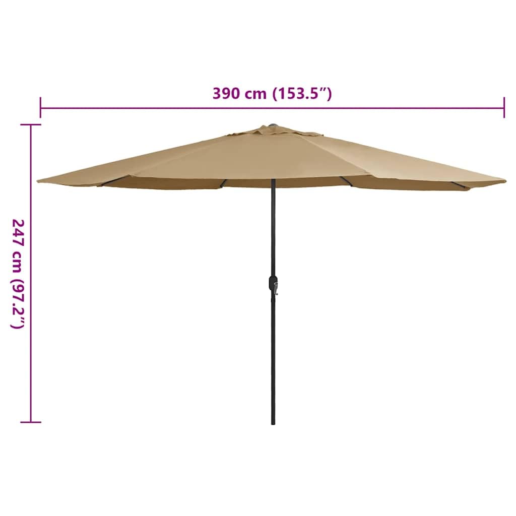 Parasol przeciwsłoneczny z metalowym masztem, kolor taupe, odporny na działanie promieni UV, wiatroszczelny, składany, balkonowy, tarasowy, z korbą, do ogrodu, na zewnątrz