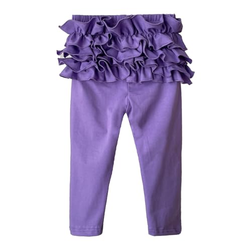 Image of HOOLCHEAN Baby Toddler and Little Girls Ruffles Buttocks Leggings Solid Color Pants