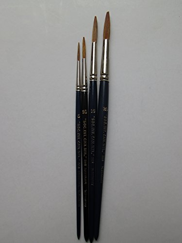 Set of 4pc Signwriter Lettering Brush Round with Straight Edge, Sabeline Hair #6-10-16-20