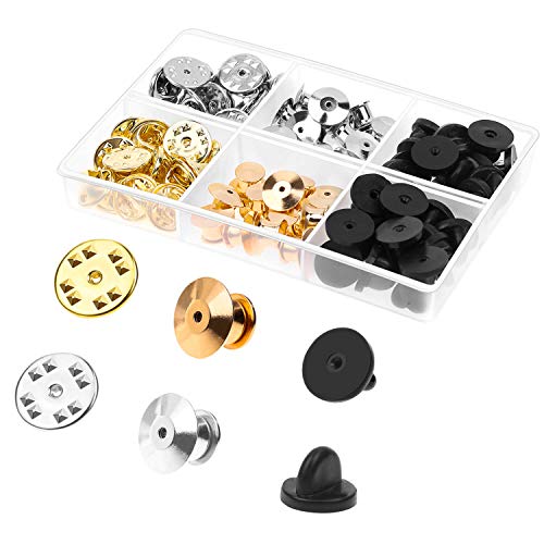 Pin Backs, Selizo 84pcs Locking Pin Backs Lapel Push Pin Keeper Blank Pin Locks for Disney Pins, Lapel Pins, Enamel Pins, Brooch Pins and Hat Pins (Assorted Styles)
