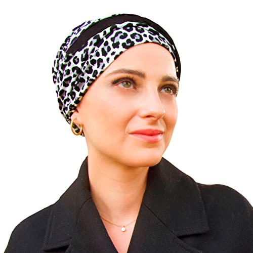 CAREBELL Turban oncologique Confort Leopard en bambou pour la perte de cheveux Headwear Cover