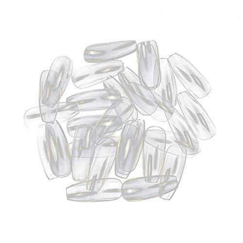 Umeweals Acrylic Coffin Fingernails Artificial Fake Nails Tips ABS Full Cover 10 Size 600 Pcs Clear