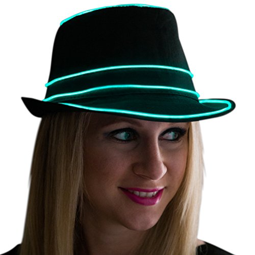 NEON NIGHTLIFE Light Up Fedora, Large, Aqua