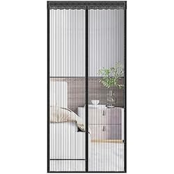 Mosquiteros Fousenuk Mosquitera Puerta Magnetica 90x210cm, Cortina Mosquitera Puerta Exterior Sin Taladrar, Anti Mosquito Insecto Mosquiteras, Cortina Antimosquitos para Sala De Estar, Balcón, Patio (Negro)