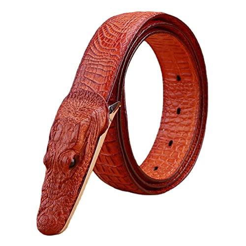 Ceinture en cuir motif alligator homme marron boucle crocodile