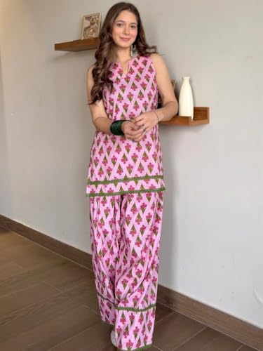 Image of LookMark Women's Rayon Printed Kurta Set with Farshi Salwar | Traditional Ethnic Co-ord Set for Women | Office, Casual Wear-AZ-YS-OG3-KS2337