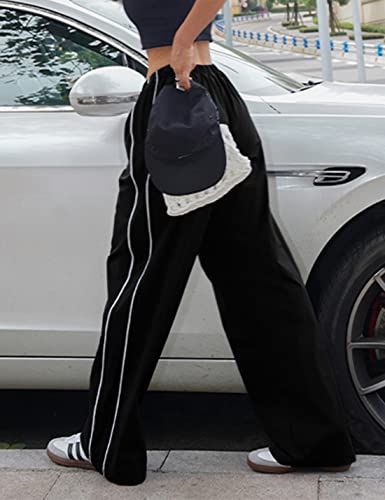 Himosyber Women's Parachute Pants Baggy Elasitc Waist Relaxed Y2K Track Pant Trousers3