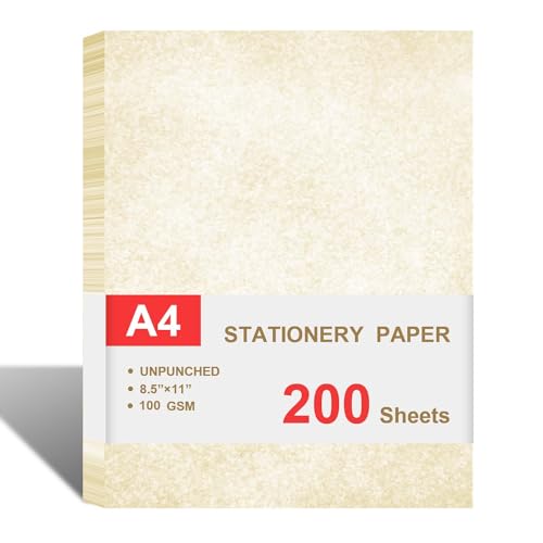 (2 Pack)Parchment Paper for Certificates - Stationary Paper for Resumes, Diplomas, Letter Size Certificate Paper, 200 Sheets Double-Sided Diploma Paper, 100gsm, 8.5" x 11" Parchment Paper for Printing