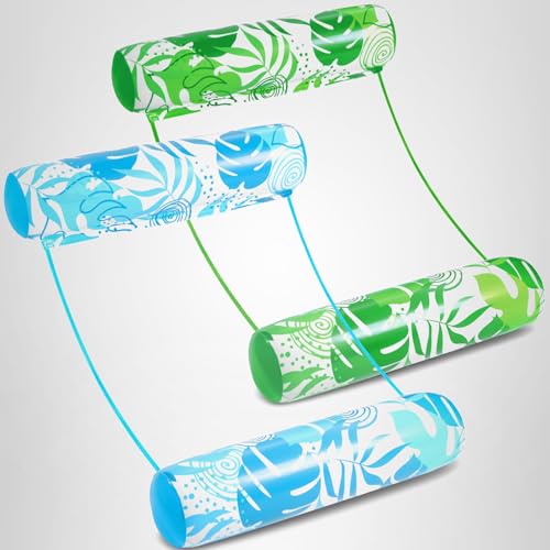 Sloosh 2 Packungen Hängematte Pool Floats Erwachsene, 4 in 1 Mehrzweck Aufblasbare Pool Floats PVC Wasser Hängematte Lounge Floaties(Blau,Grün)