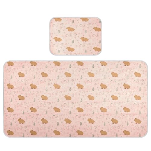 Bolaz Summer Sleeping Bed Pad, Cute Capybara Cooling Mattress Set Breathable Bed Mat Ice Silk Mat + Pillow Cover for Toddler Boys Girls