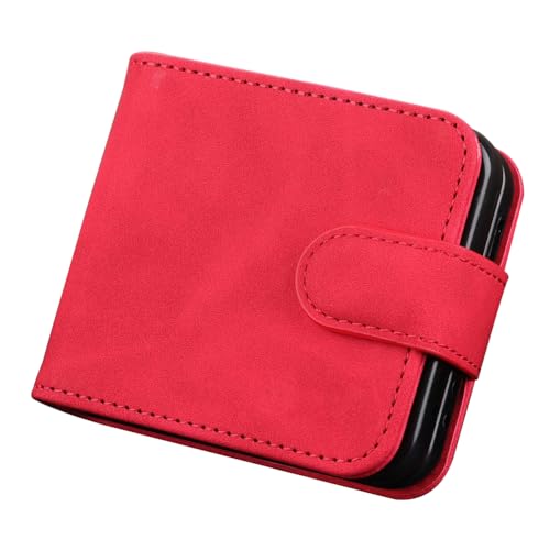 Coque pour Samsung Galaxy Z Flip 7 étui cuir rouge antichoc avec fente carte
