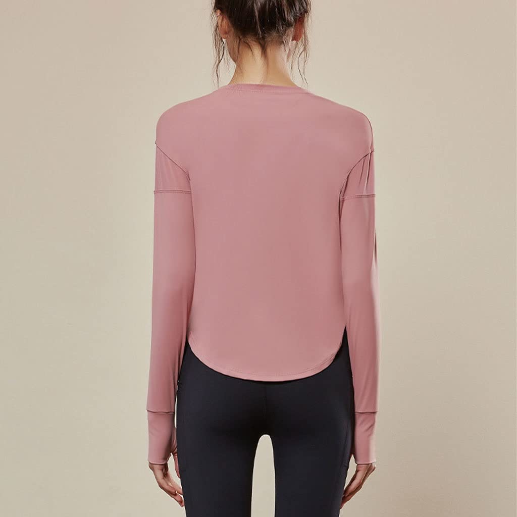 HSQMA Camicie da Yoga per Allenamento Atletico A Maniche Lunghe A Maniche Lunghe da Donna，Lunghe Elastico T-Shirt Fitness, Traspirante E Asciugatura Rapida con Fibbia per Pollice