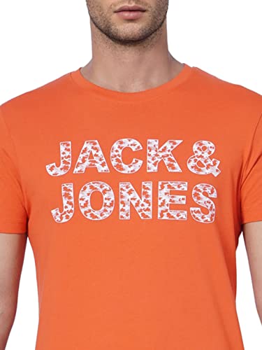 Image of Jack & Jones Men's Cotton Blend Typography Regular Fit Crew Neck Hoody