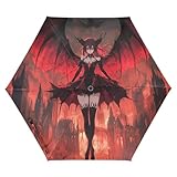 tplaotee Paraguas UV50+ estilo anime demoníaco, castillo oscuro, automático, lluvia fuerte, plegable, para lluvia, apertura automática