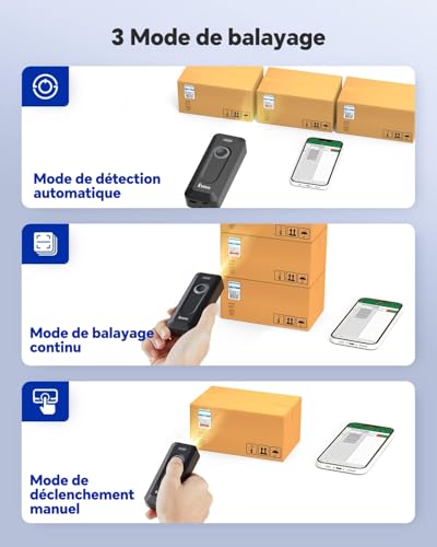 Lecteur code barre 2D Eyoyo Bluetooth sans fil pour smartphones et tablettes iOS Android - 6