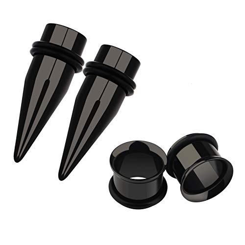 9mm 11mm Ear Gauges Plugs Tunnels Taper Stretching Kit Stainless Steel Expander Piercing Jewelry with O-ring 2 Pairs