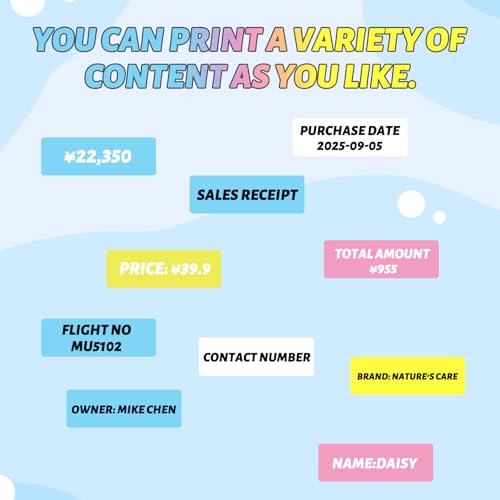 Zyiphor 6 Rollen Thermo Etikettenband 12x40mm Standard-laminiertes Büro-Etikettierband-Ersatz Wasserdicht Selbstklebende Etiketten Rolle für Zuhause, Büro, Schule