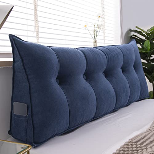 mongdodo ヘッドボード ブルー パッド ロング 三角形 厚 い 三角クッション 寮の客室用 仮眠用 ソフト くつろぎ 60*50*20cm シートクッション うつぶせ寝クッション サイドポケット テレビ枕 オフィス 腰当て まくら パープル パール