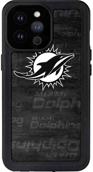 Skinit Waterproof Phone Case Compatible with iPhone 14 Pro Max - Officially Licensed NFL Miami Dolphins Black & White Design