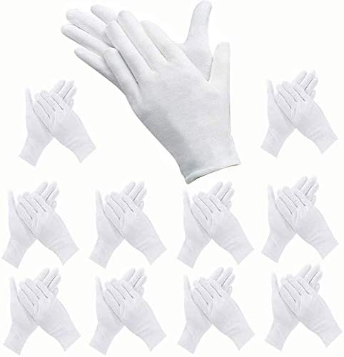 48 Pcs White Gloves, ANDSTON 24 Pairs Soft Cotton Gloves, Coin Jewelry Silver Inspection Gloves, Stretchable Lining Glove, Medium Size