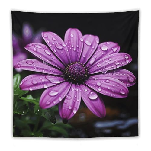 Tapisserie murale marguerite violette pour habiller un mur vide avec outil inclus