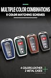TECART Leather Smart Car Key Case Cover Fits Toyota Aygo Yaris Corolla C-HR Camry GT86 GR Supra Prius Prado Mirai RAV4 Portable Protective Key Cover Accessories Key A, black blue, 3-Taste - Image 4