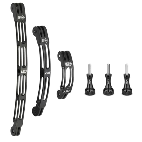 HSU Bras d'extension arqué en Aluminium pour GoPro Hero 12/11/10/9/8/7/6/5/4/3 et Autres caméras d'action