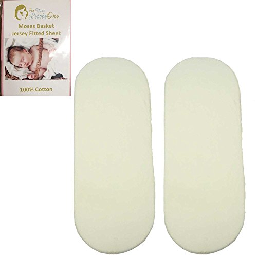 For-your-Little-One Lote de 2 sábanas elásticas para cesta de bebé, hechas de algodón 100%, color crema