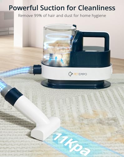 PETEMPO Aspirador de cuidados para cães, kit de cuidados com cães 9 em 1 e sucção a vácuo de pelos d
