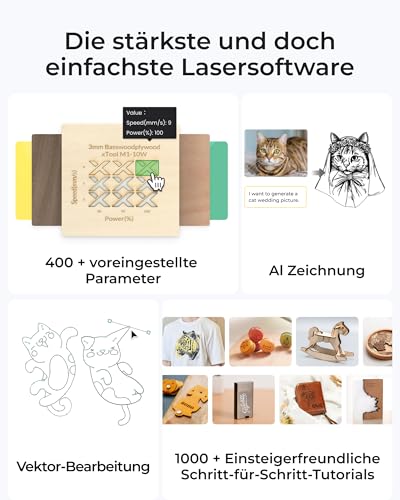 xTool S1 Lasergraveermachine, gesloten veiligheid, twee puntspositionering, autofocus, 600 mm/s snelheid, 498 x 333 mm werkbereik voor metaal, hout, leer, acryl en tuimelaar - Afbeelding 5